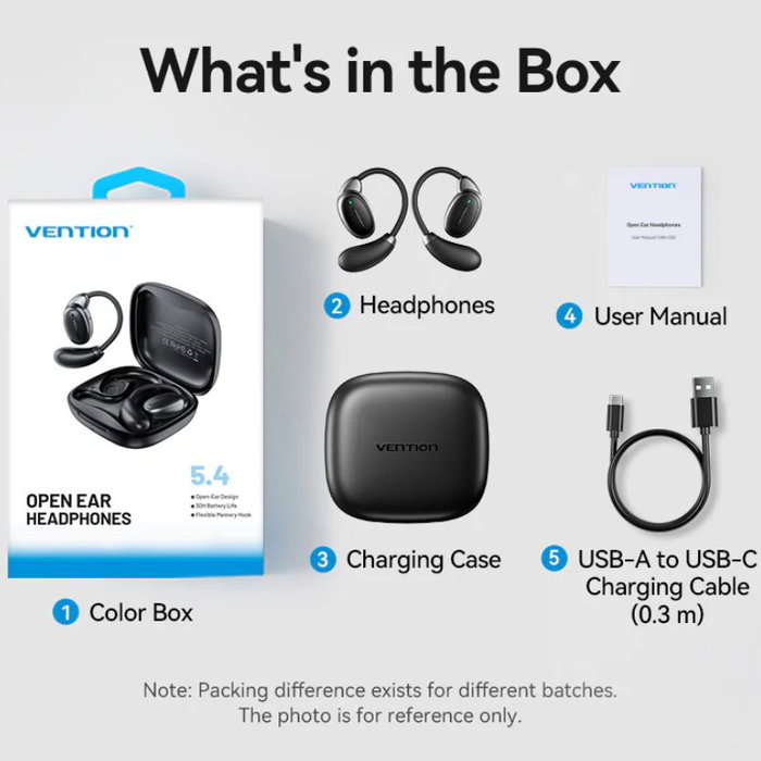 Vention Auriculares Open Ear 013 Bluetooth 5.4 Negros